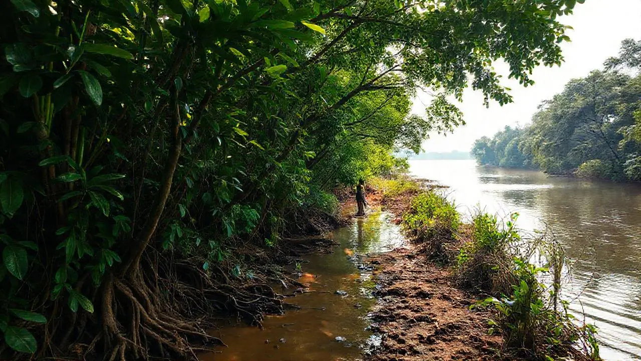 Selva exuberante, tranquila y misteriosa