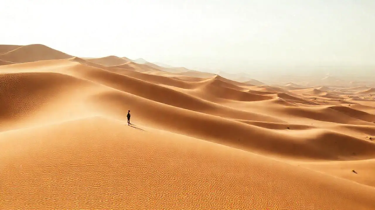 Paisaje desértico vasto, sereno y silencioso