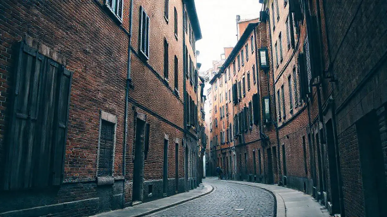 Calle histórica, tranquila y atmosférica