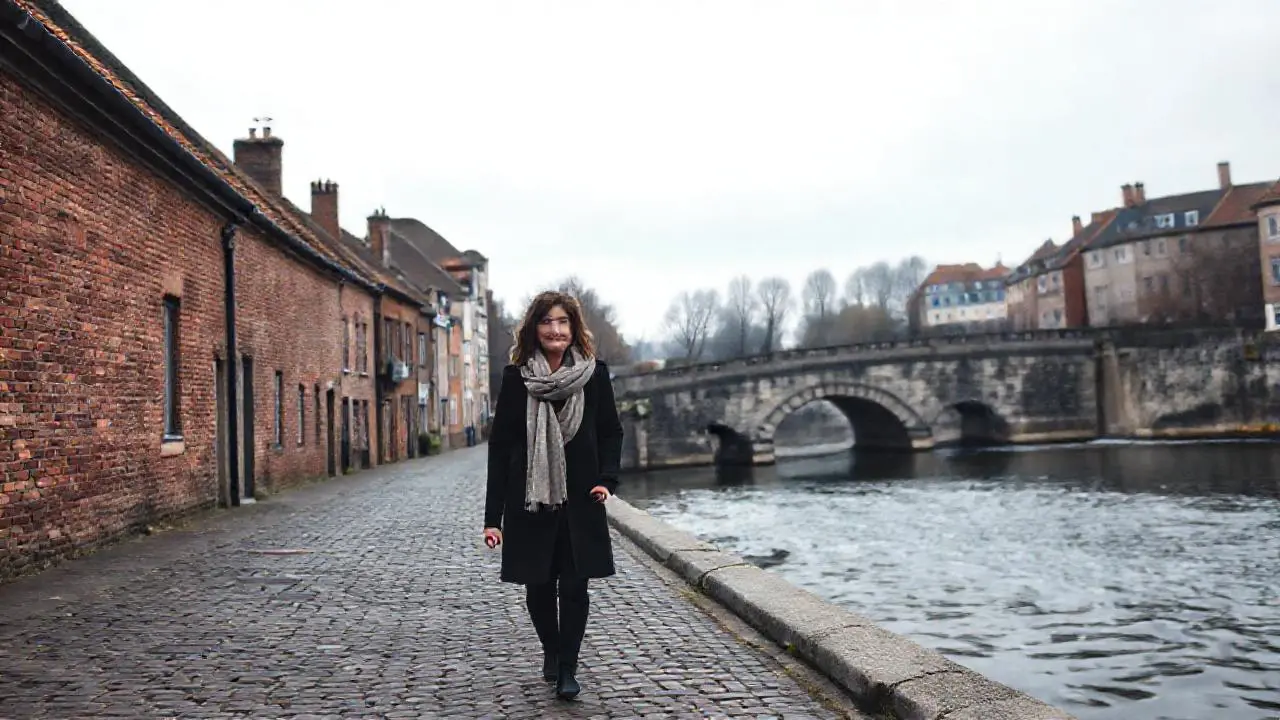 Calle europea antigua, ambiente tranquilo y difuso