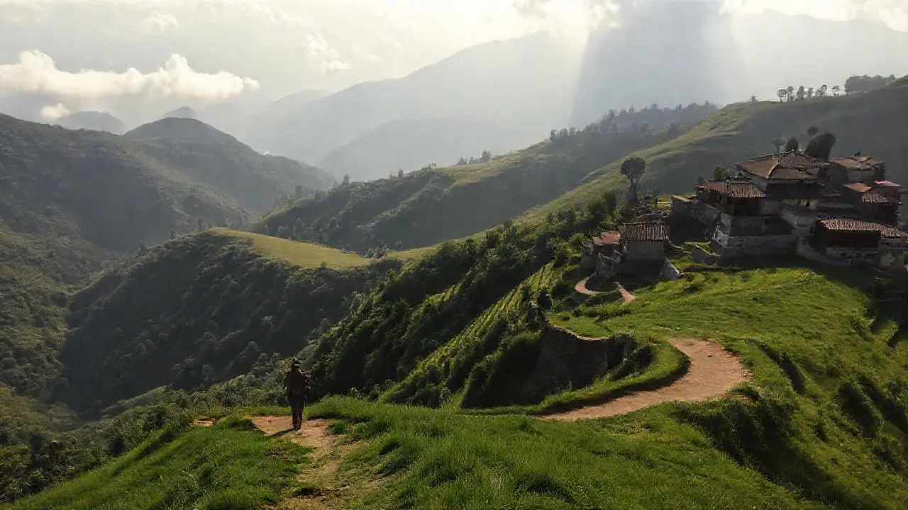 Paisaje montañoso sereno y natural