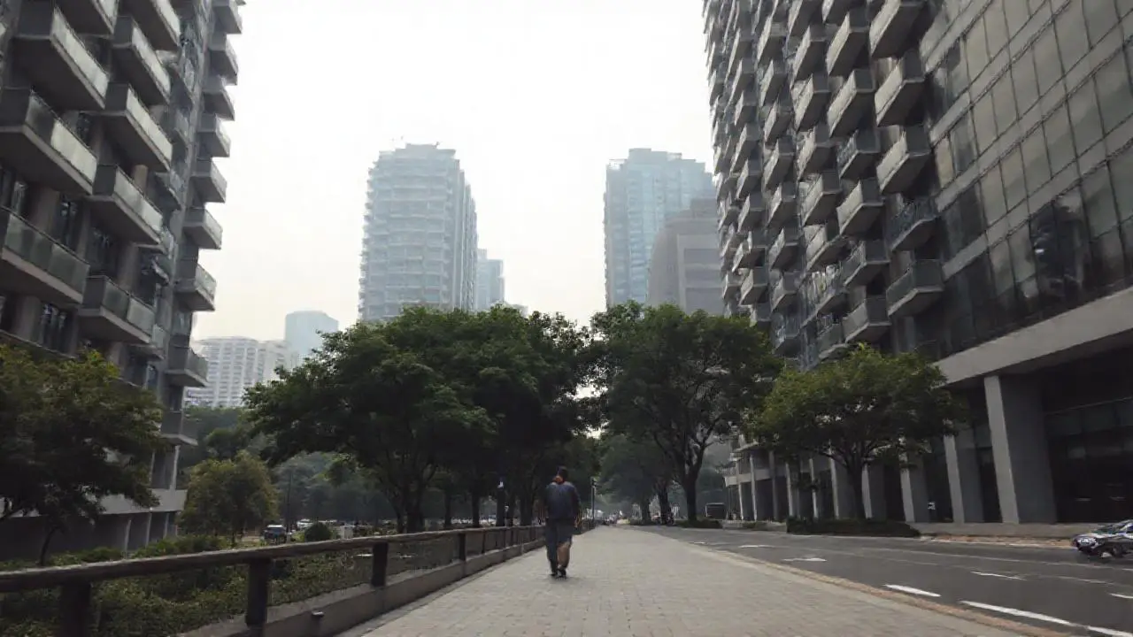 Ciudad moderna, tranquila y luminosa