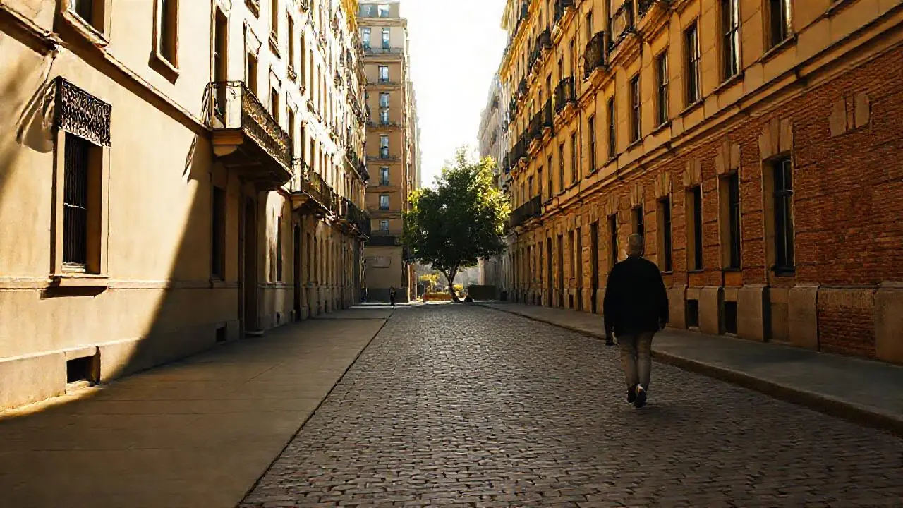 Calle urbana tranquila bajo luz suave