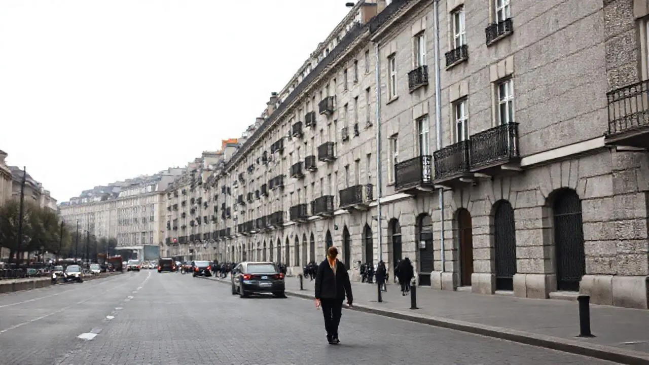 Ciudad urbana tranquila, luz difusa y realista