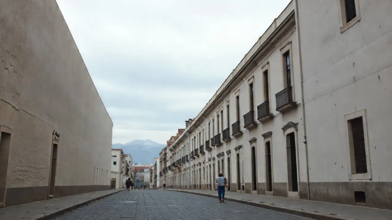 Escena urbana tranquila, atmósfera suave y difusa