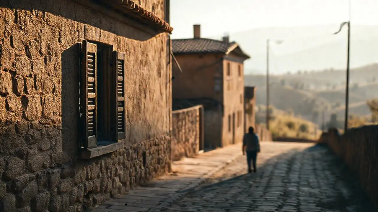 Escena rural tranquila y ligeramente descolorida
