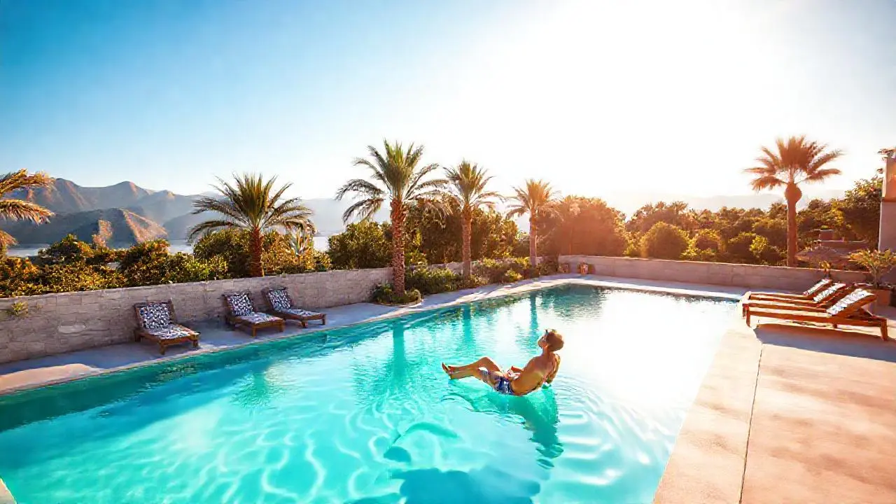 Relajación serena en un oasis tropical