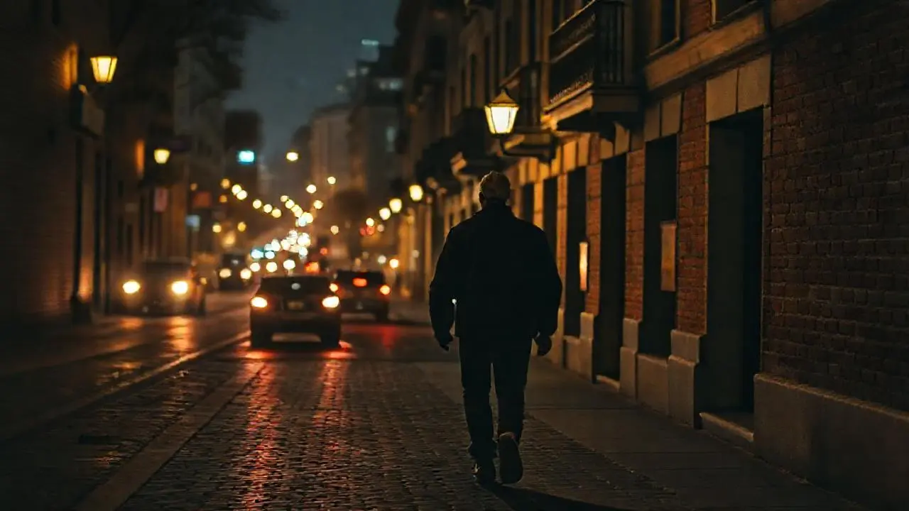 Calle nocturna, melancólica y solitaria