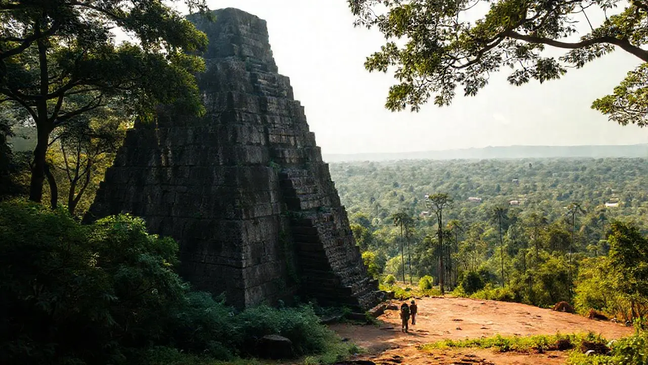 Piramidal selva antigua, espacio vasto y profundo