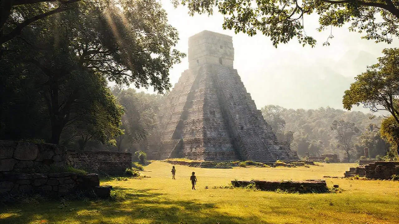 Pirámide antigua en exuberante entorno natural