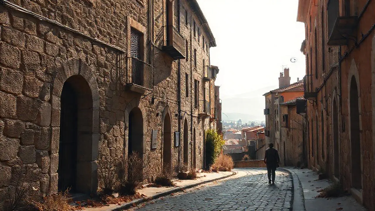 Calle antigua, tranquila y soleada