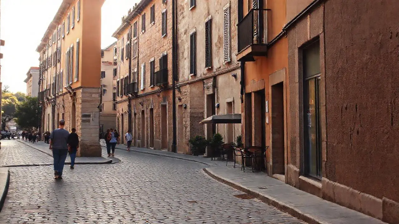 Calle antigua, luminosa y tranquila