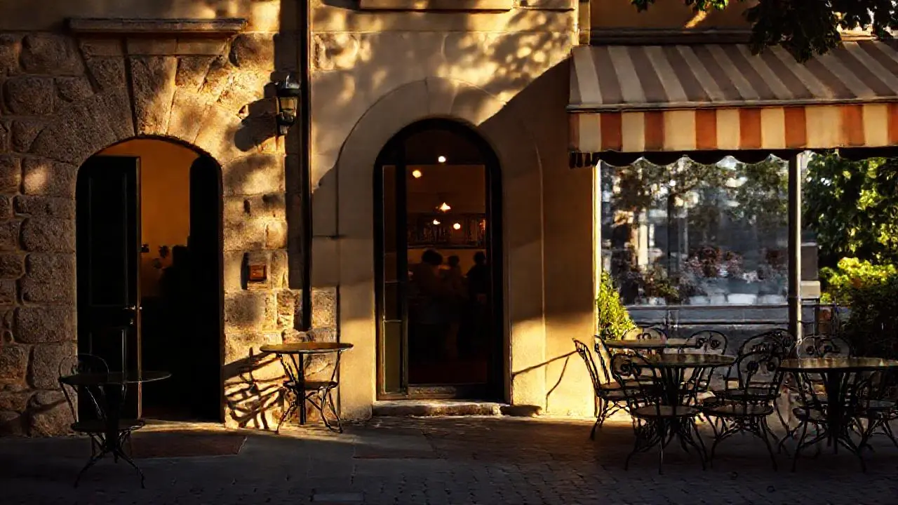 Tranquilo restaurante al sol, ambiente relajado