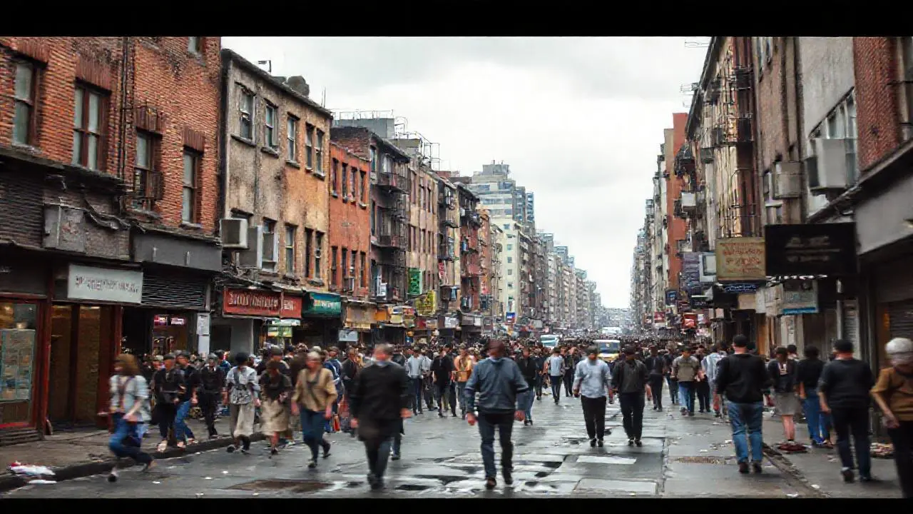 Ciudad urbana, decadente y con movimiento