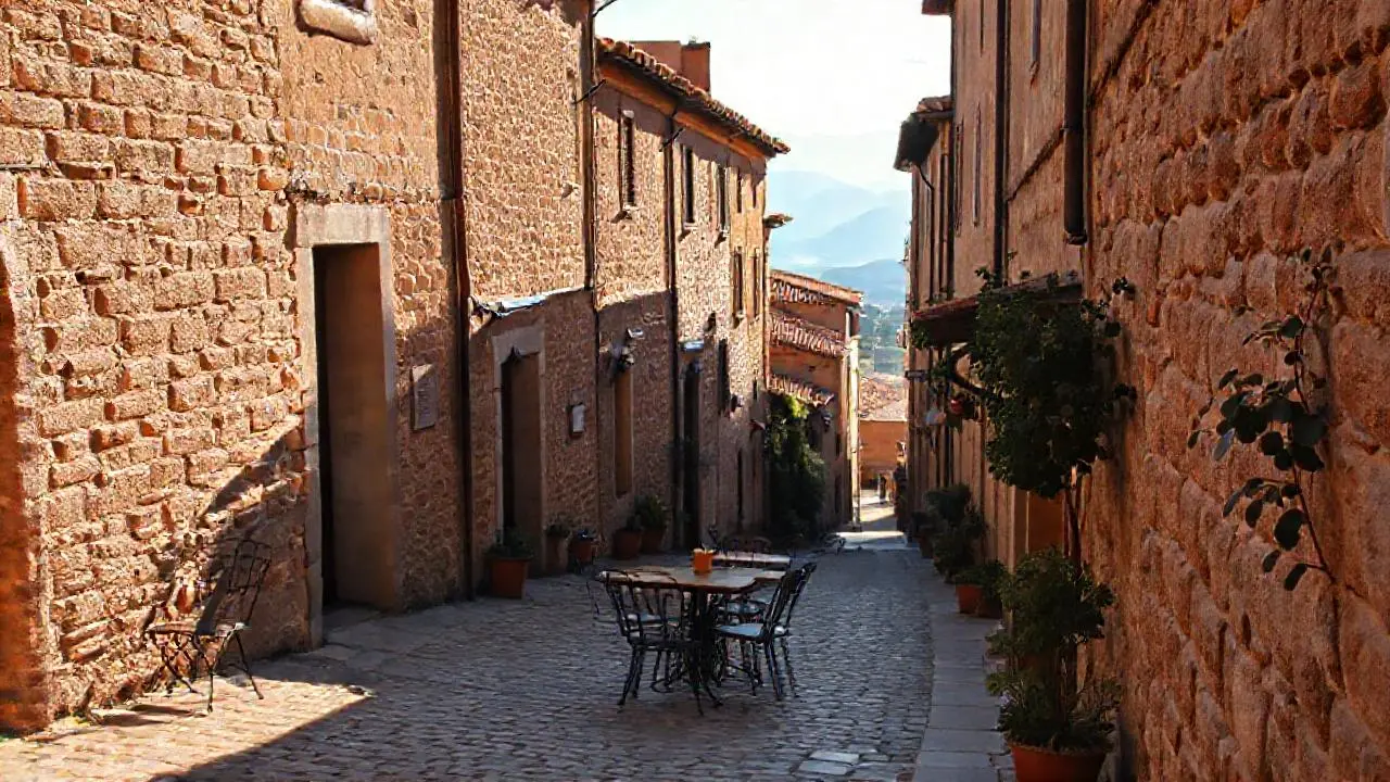 Pueblo antiguo, tranquilo y lleno de luz