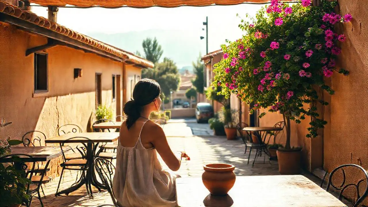 Paz serena en un patio soleado
