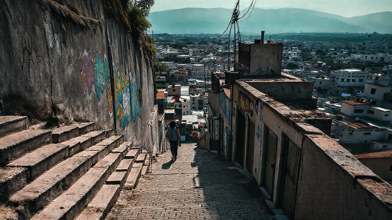 Un paisaje urbano viejo y atmosférico
