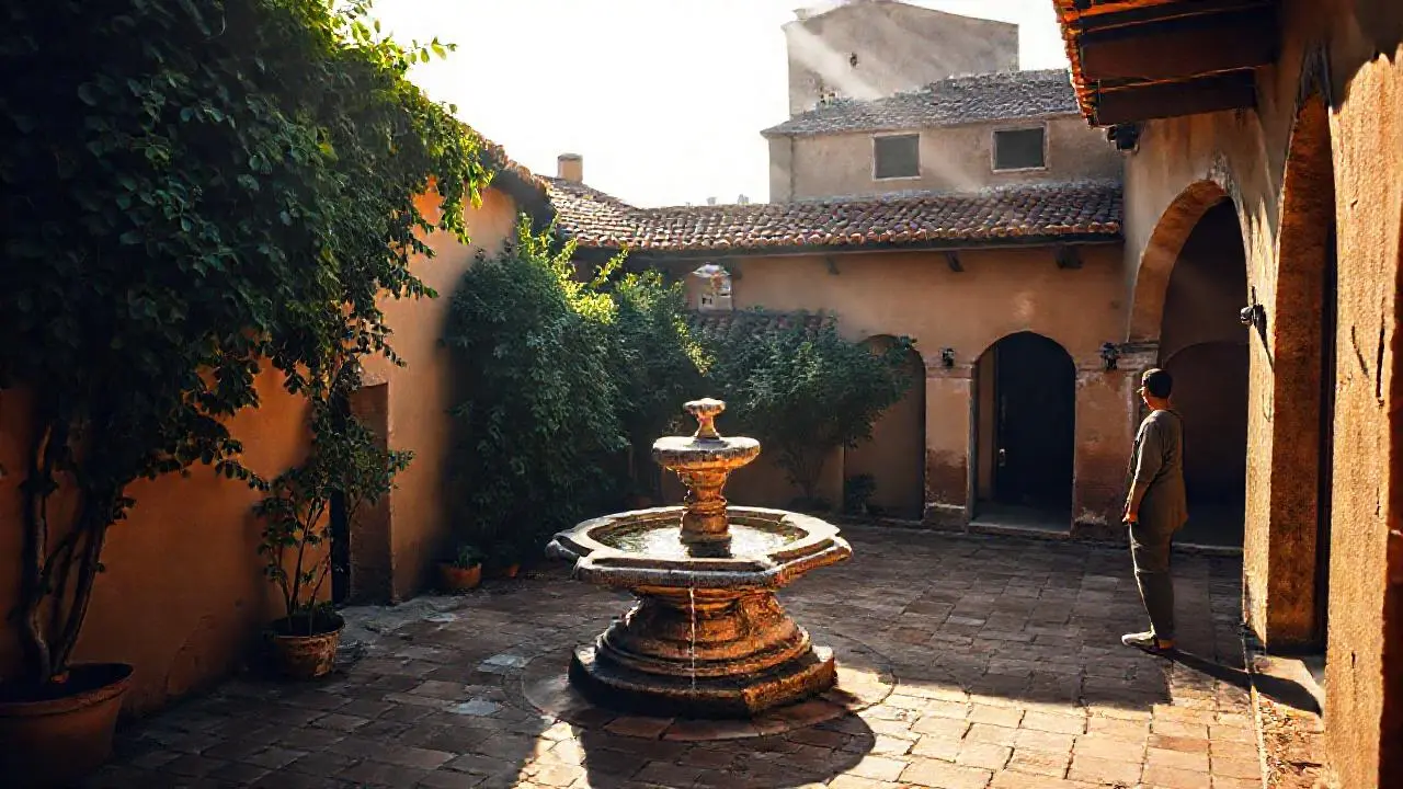 Paz serena en un patio soleado