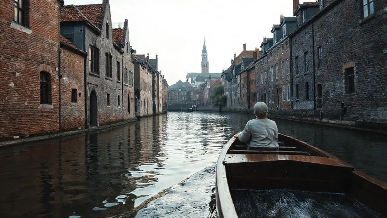 Escena tranquila y nostálgica de canal antiguo