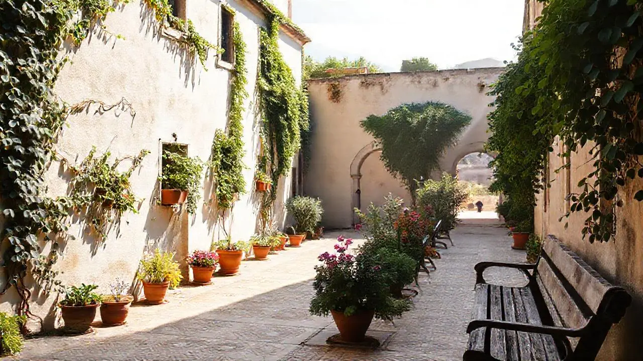 Paz serena en un patio soleado