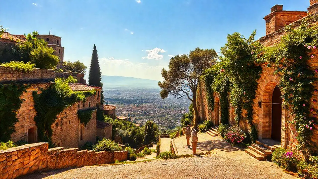 Un paisaje antiguo, tranquilo y soleado
