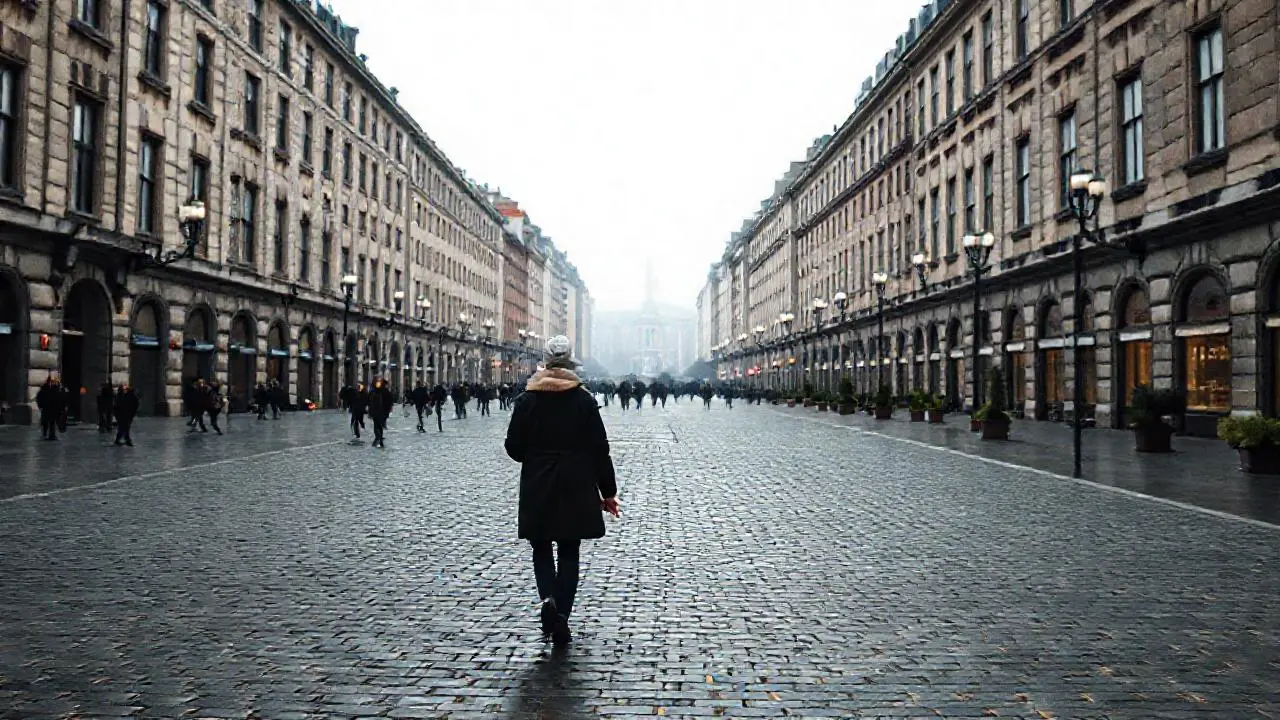 Ciudad tranquila y ligeramente brumosa