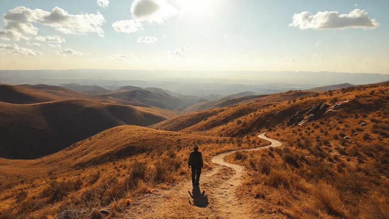Paisaje extenso, cálido y ligeramente difuminado