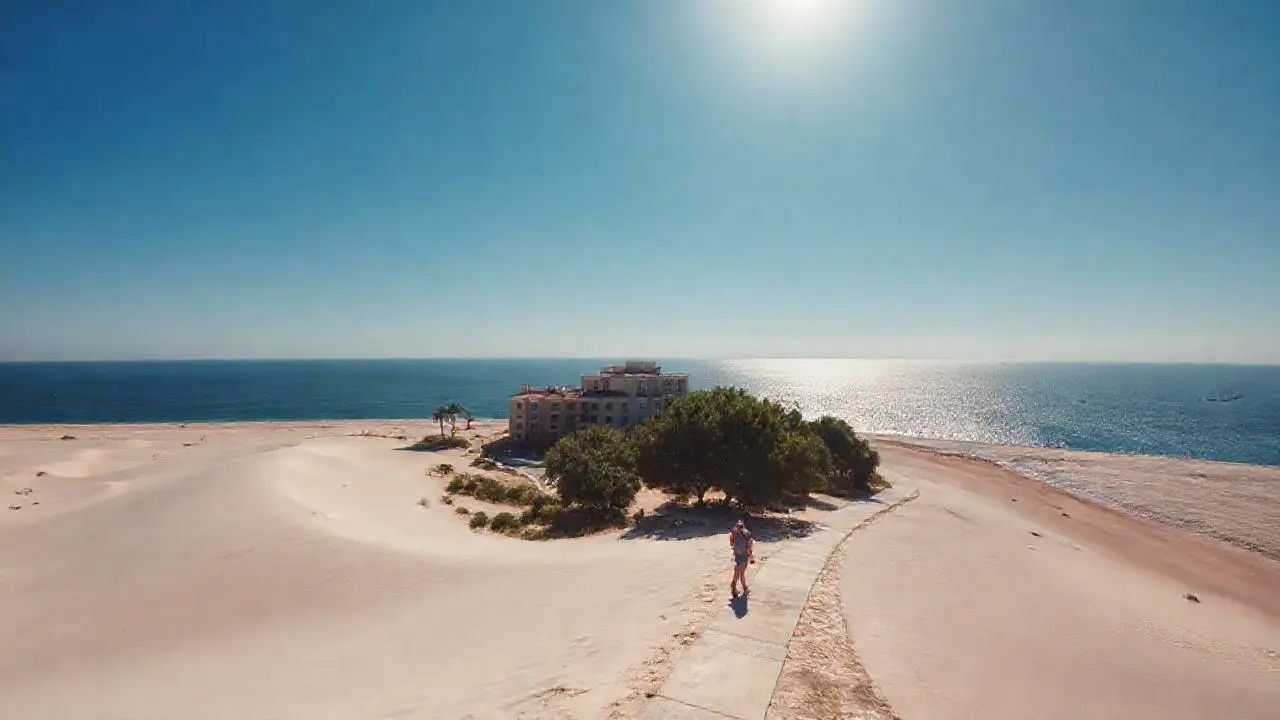 Playa tranquila, luz suave y atmósfera relajada