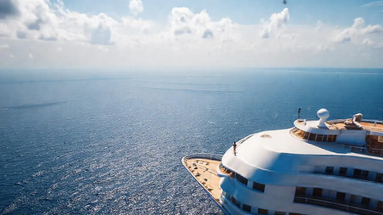 Un crucero navega en un océano tranquilo