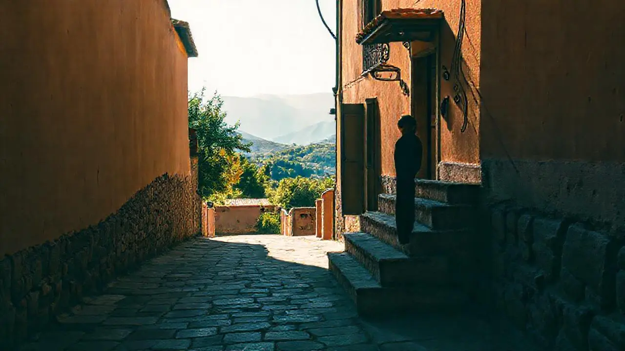 Escena rural serena, llena de detalles