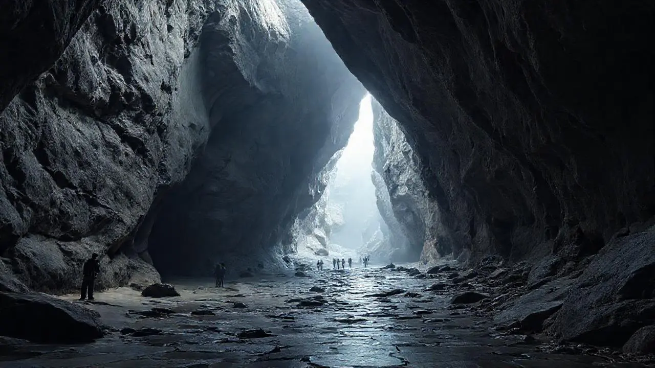 Cueva vasta, fría y rocosa