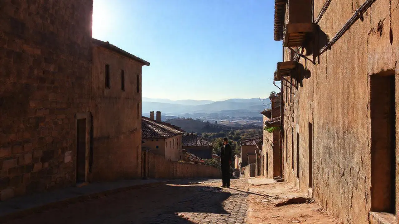 Pueblo antiguo, tranquilo y bañado en luz