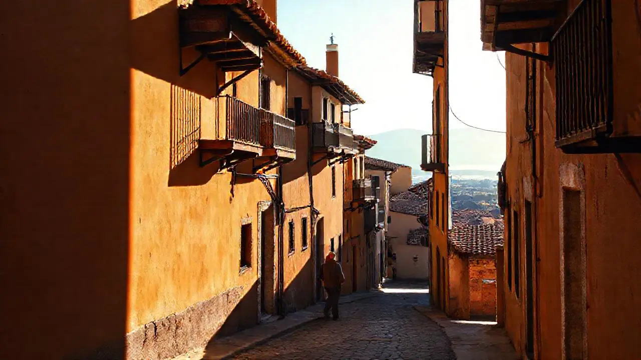 Pueblo antiguo, tranquilo y bañado en luz