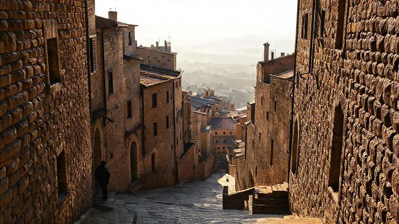 Un paisaje antiguo, sereno y polvoriento