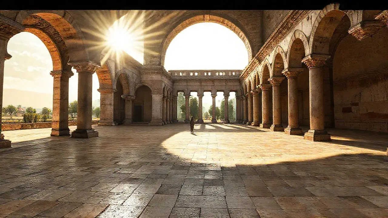 Arquitectura antigua, grandiosa y serena