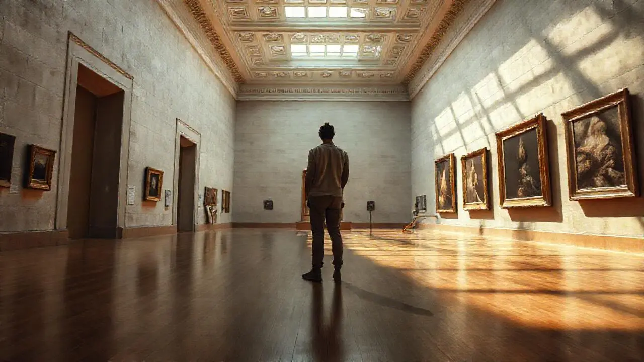 Un museo amplio, tranquilo y con luz tenue