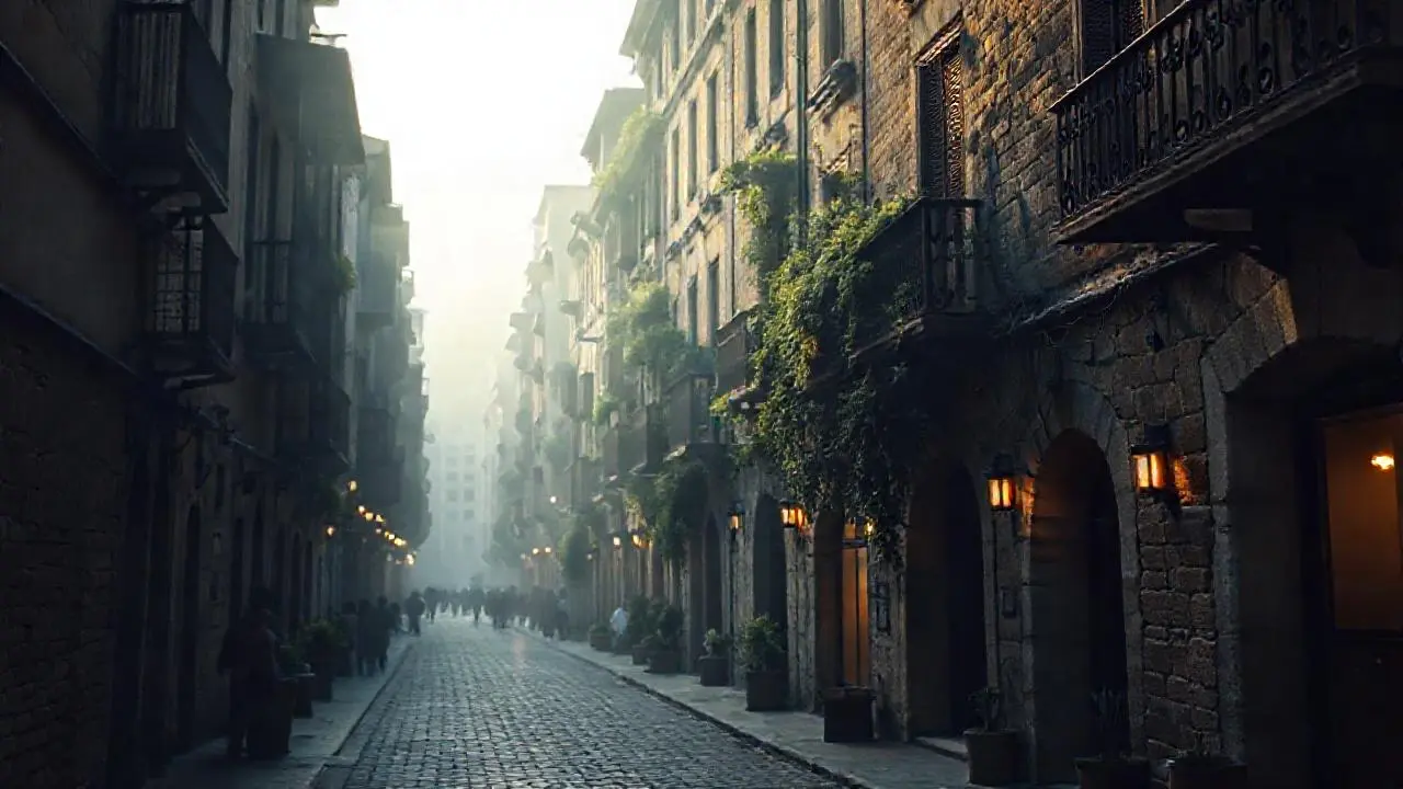 Escena urbana tranquila y con profundidad