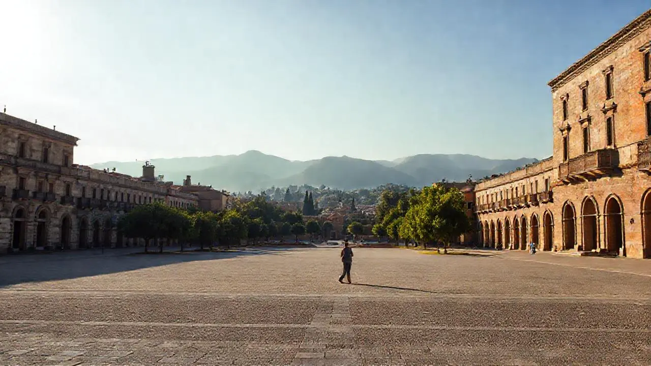 Plaza histórica, tranquila y serena