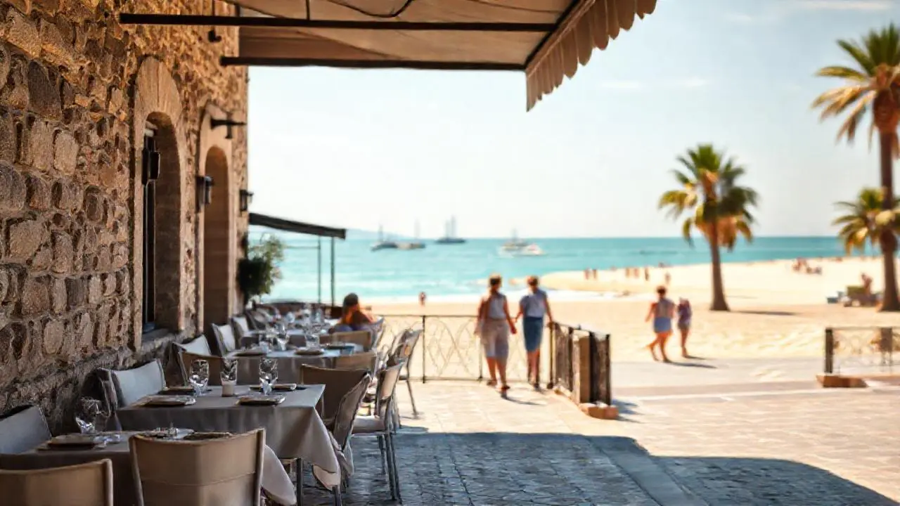 Tranquila escena costera de luz cálida