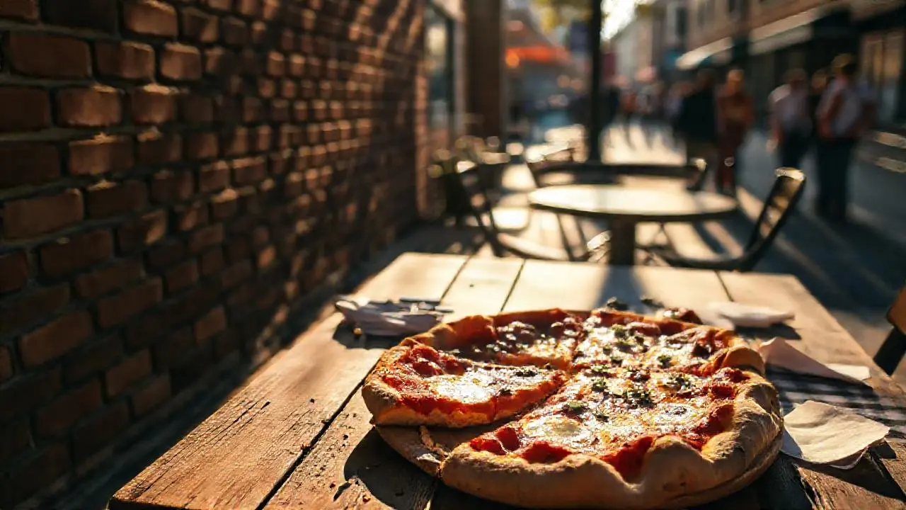 Ambiente relajado en una pizza al aire libre