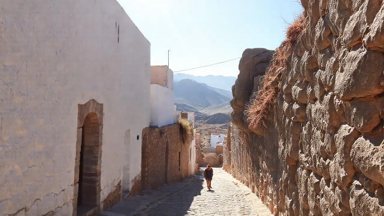 Pueblo antiguo, árido y bañado por el sol