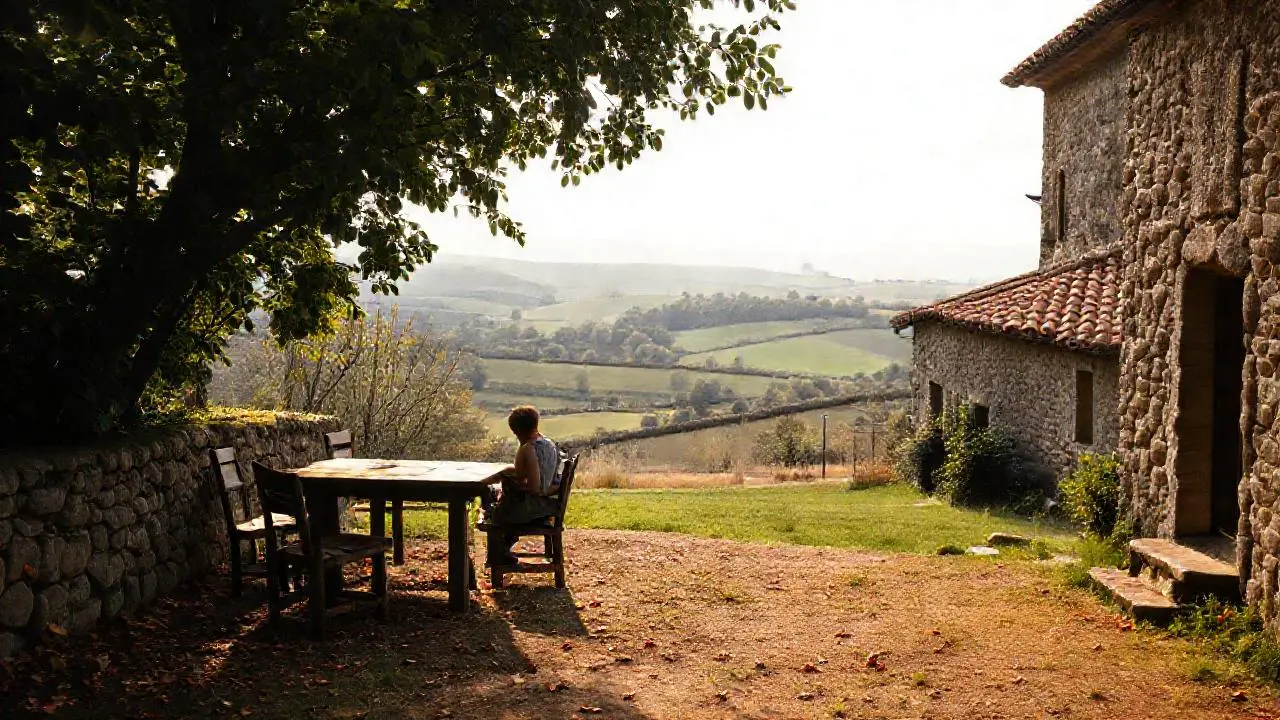 Tranquila escena rural, suave y serena