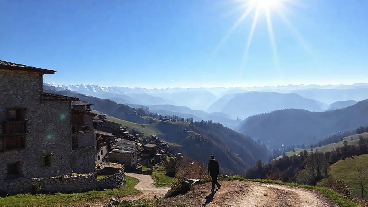 Paisaje alpino tranquilo y luminoso
