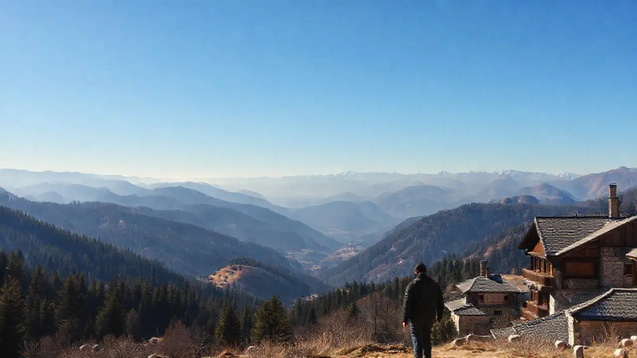 Valle alpino montañoso con luz cálida