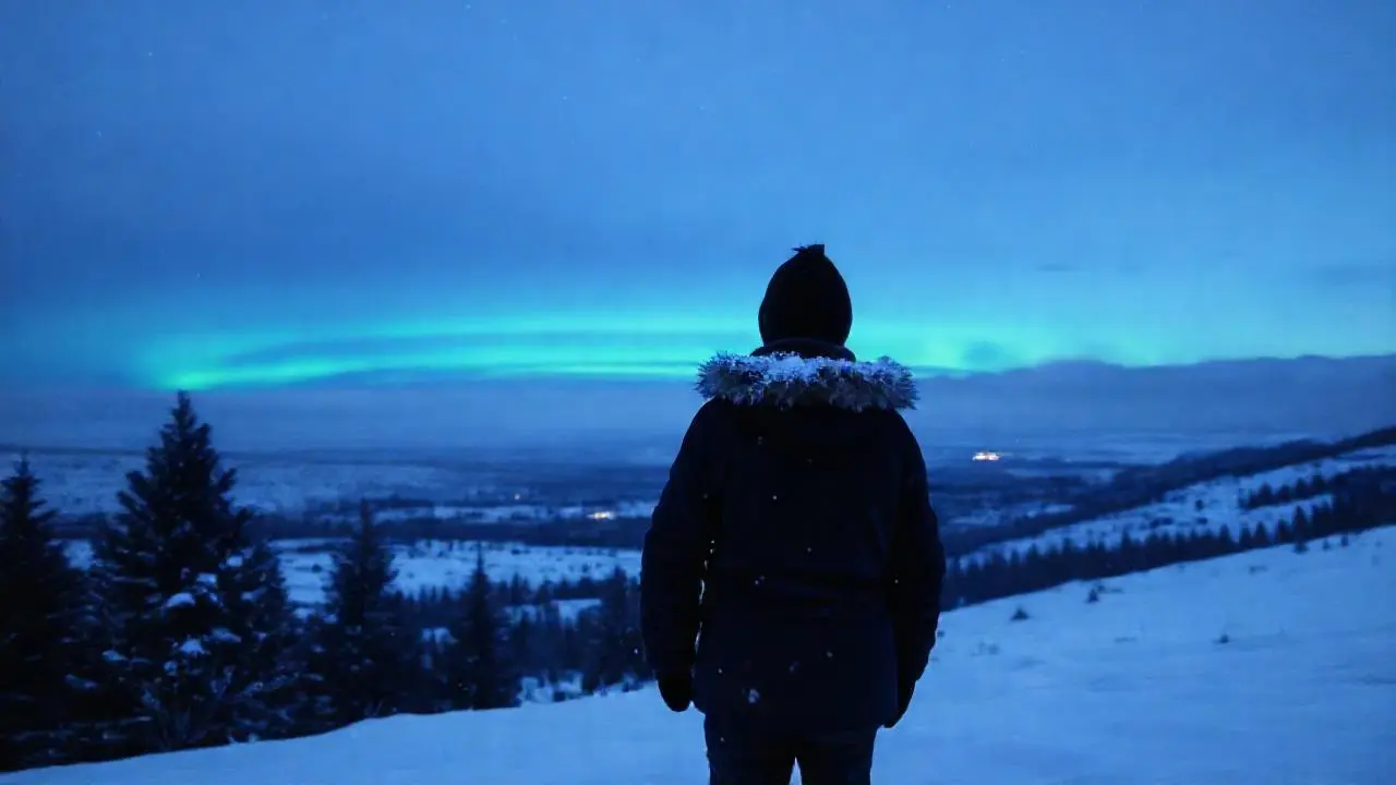 Paisaje nevado, sereno y vasto