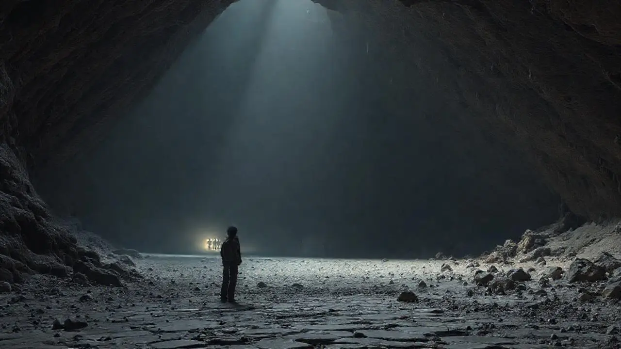 Cueva inmensa, silenciosa y rocosa