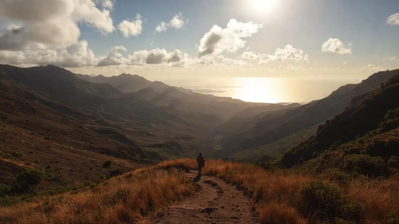 Paisaje volcánico extenso, tranquilo y solitario