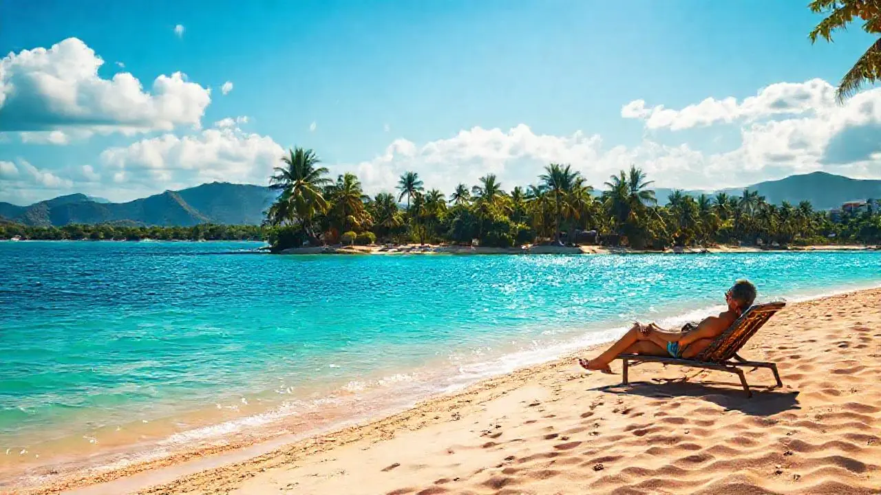 Tranquila playa paradisíaca, luz y paz