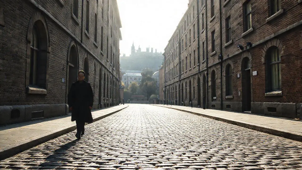 Calle urbana, tranquila y ligeramente difusa