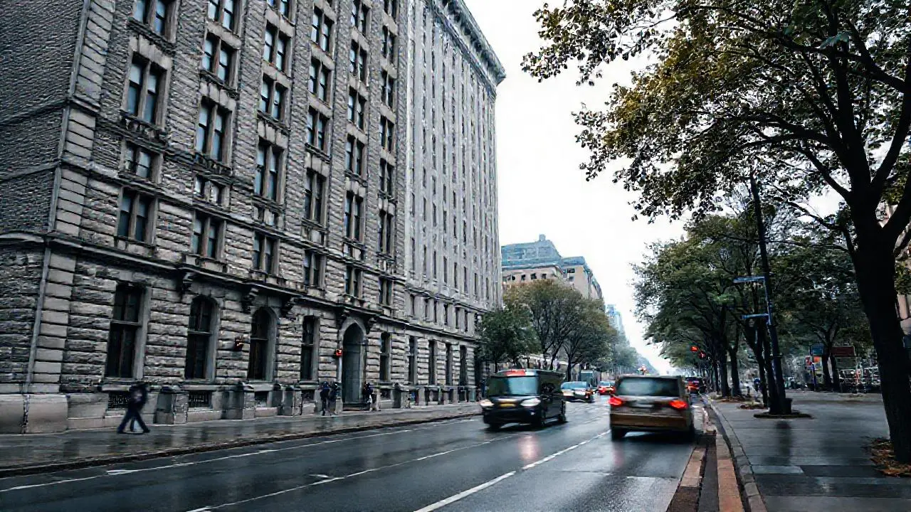 Edificio clásico, húmedo y sobrio